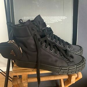 NEW Prada Wheel Re-Nylon High-Top Sneakers